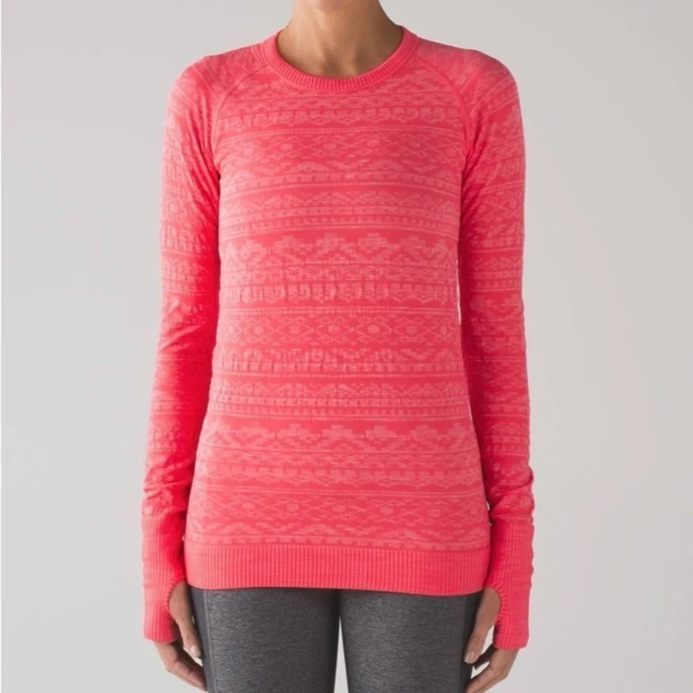 Lululemon sz 6 Rest Less Pullover Heathered Electric Coral NWOT new condition